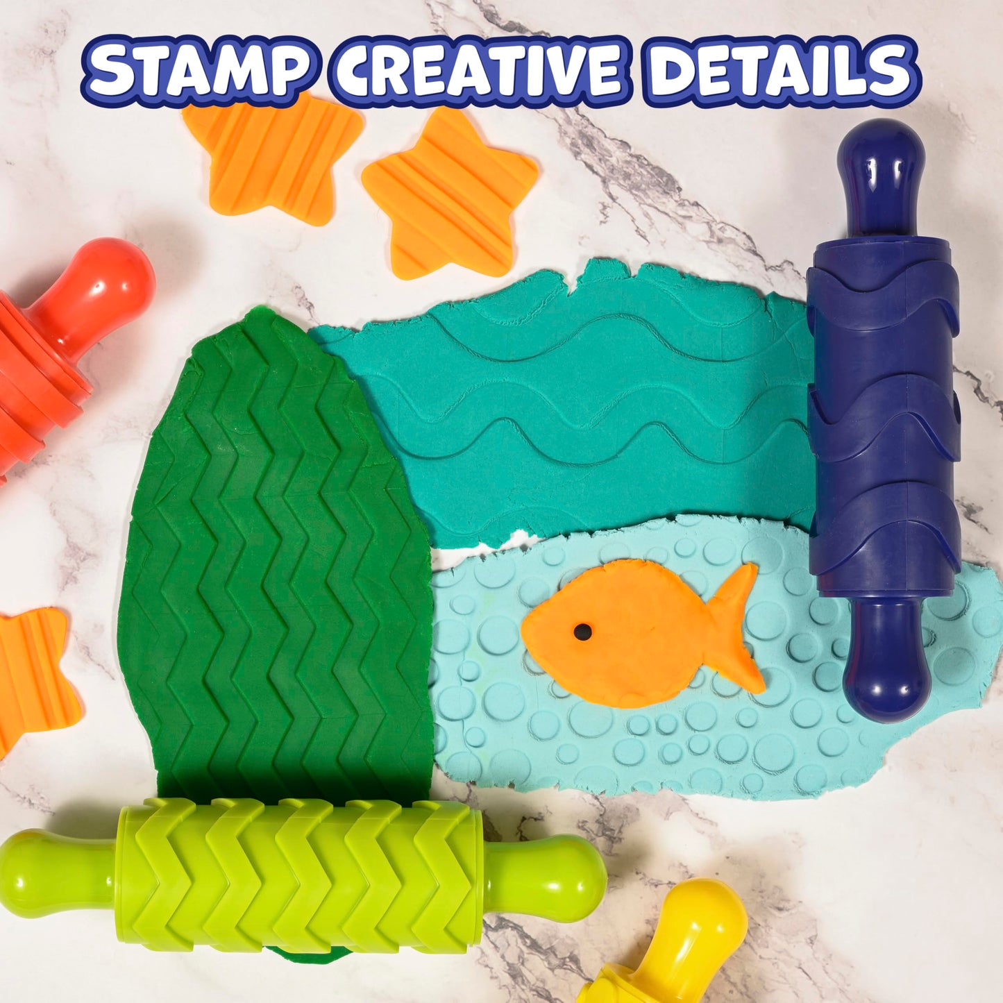 paint dough texture rollers set of 4 imagine - PT04