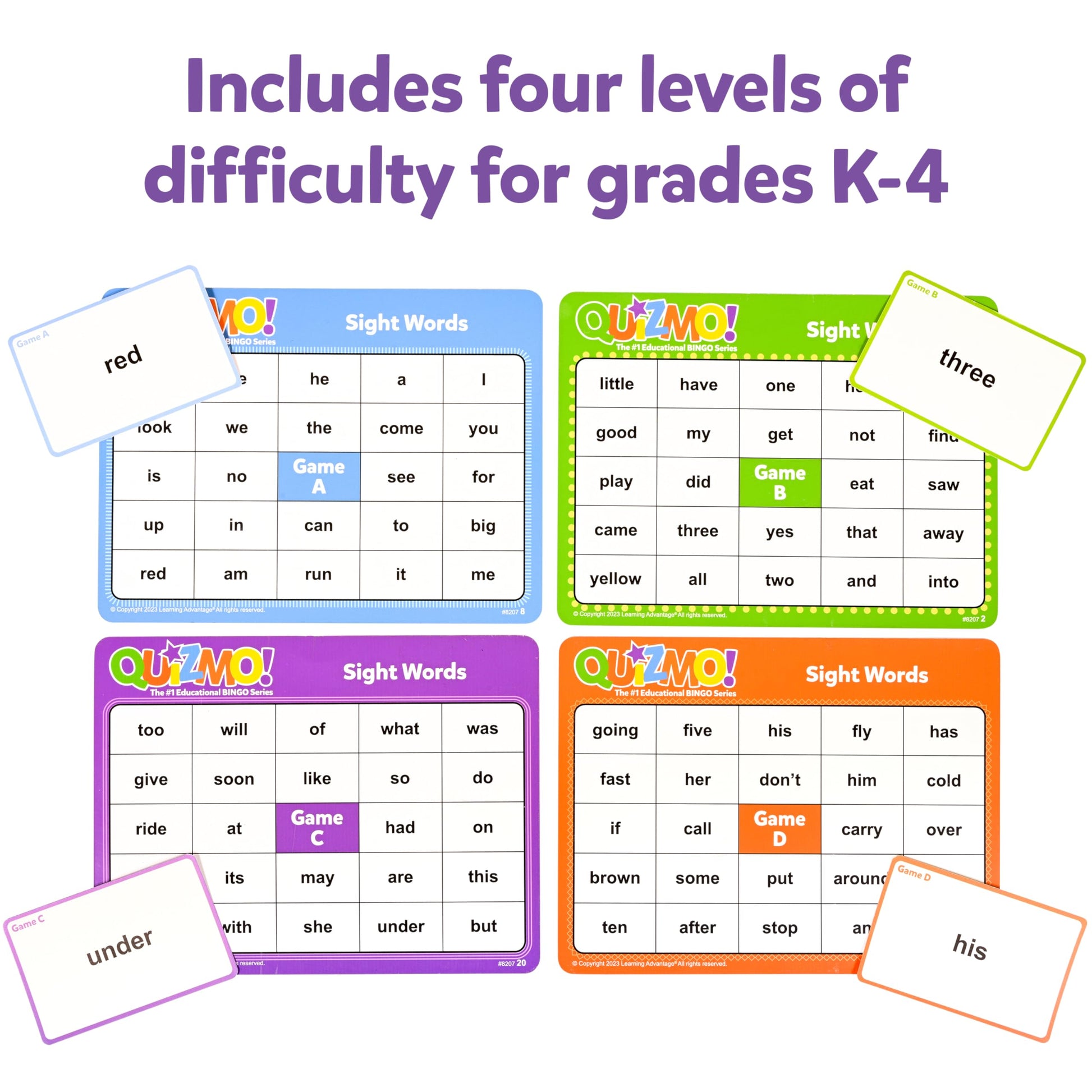 QUIZMO® Sight Words Set 1 – Reading Bingo Game - image 5