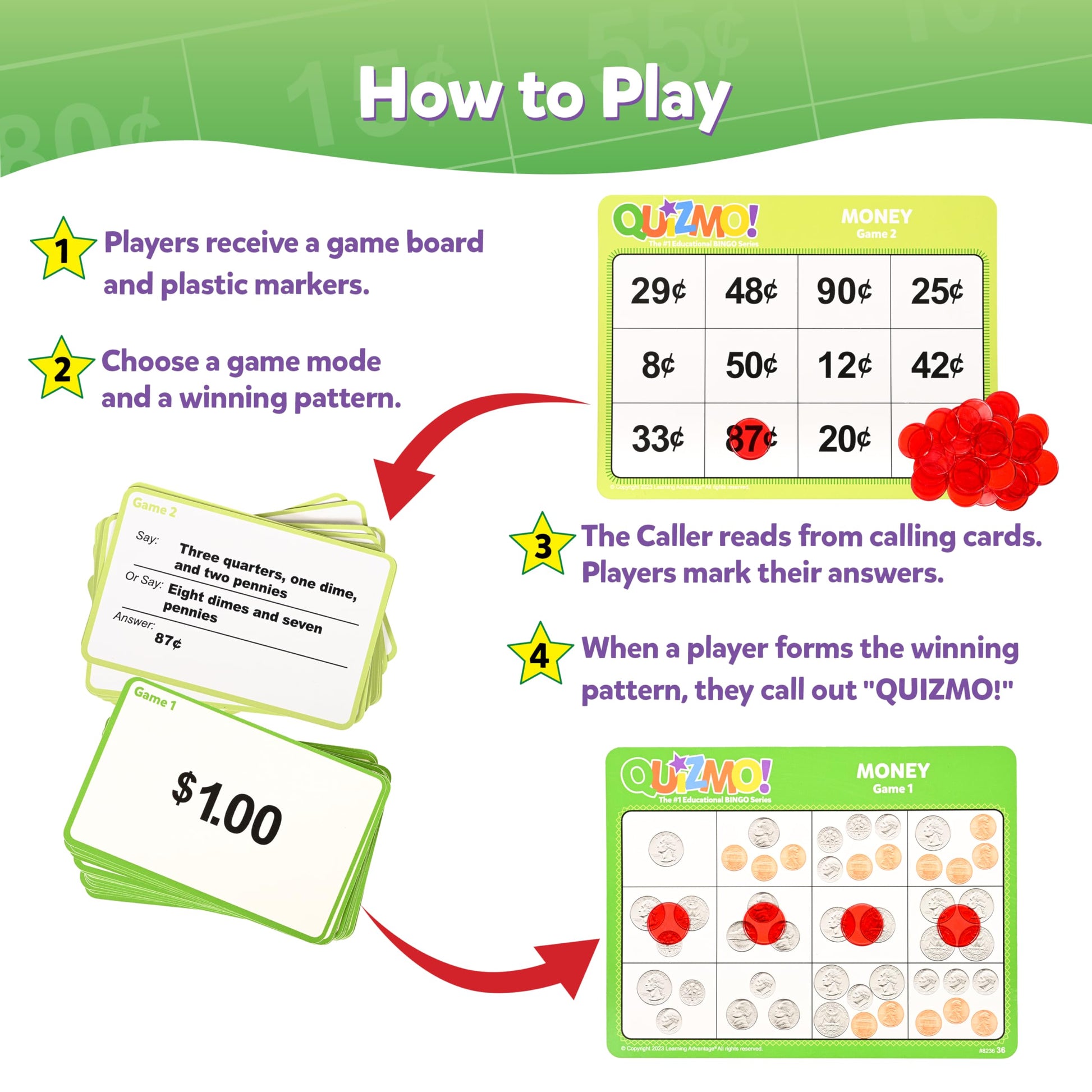 QUIZMO® Money – Coin Recognition Bingo Game - image 3
