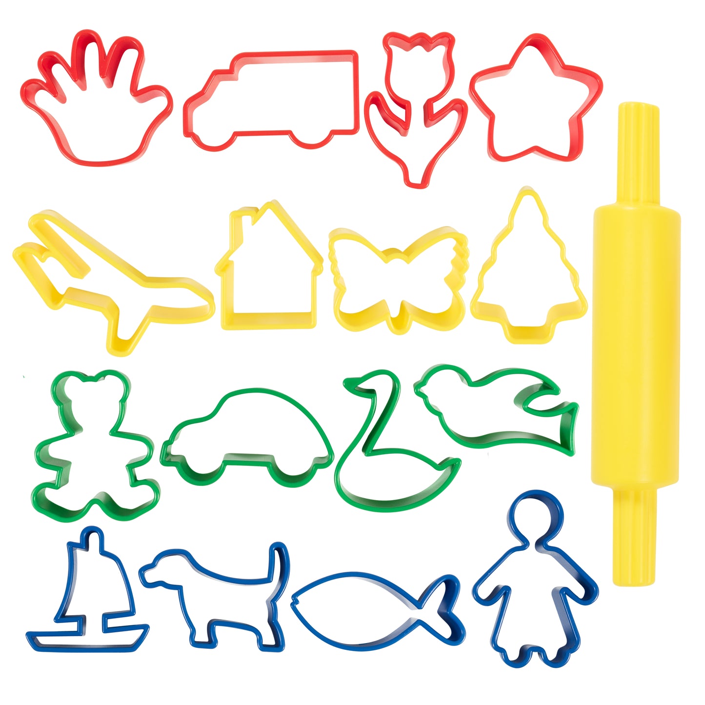 Dough Roller & Cutters - Set of 17